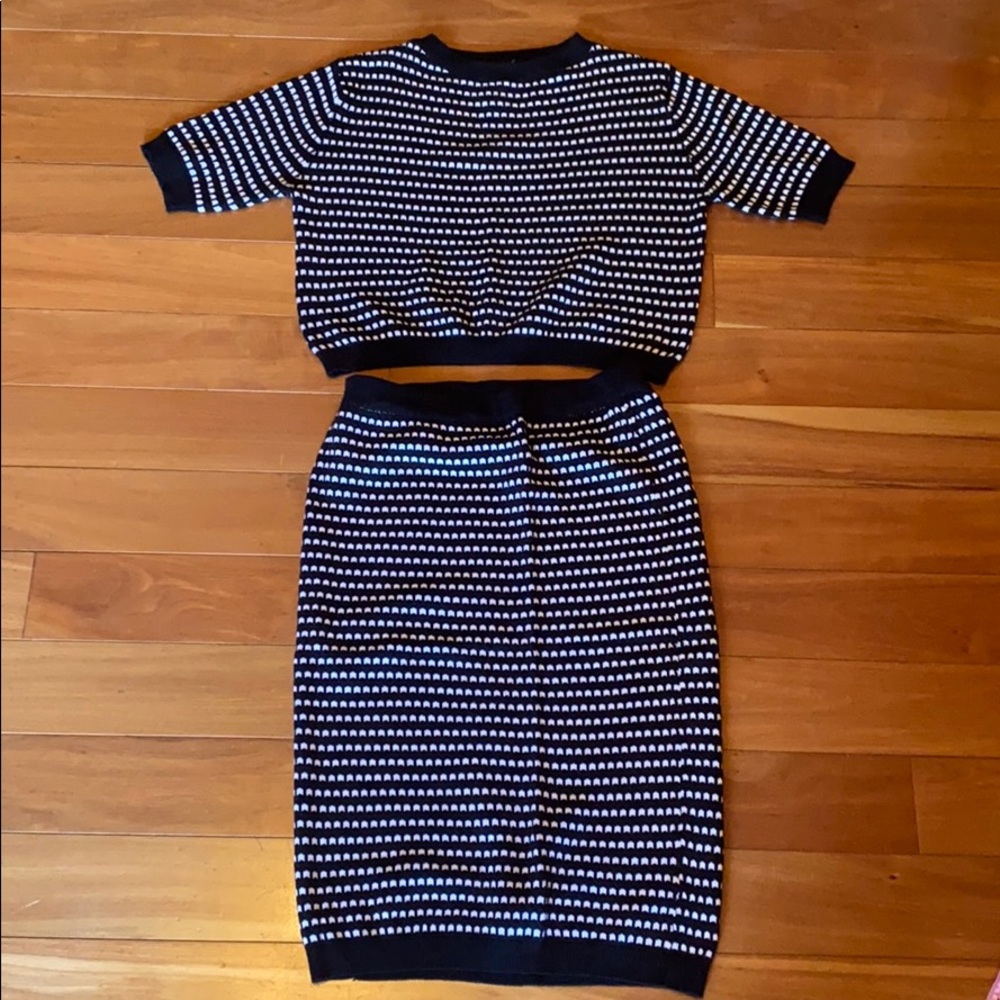 LF knit cropped sweater and skirt set - 8 / small